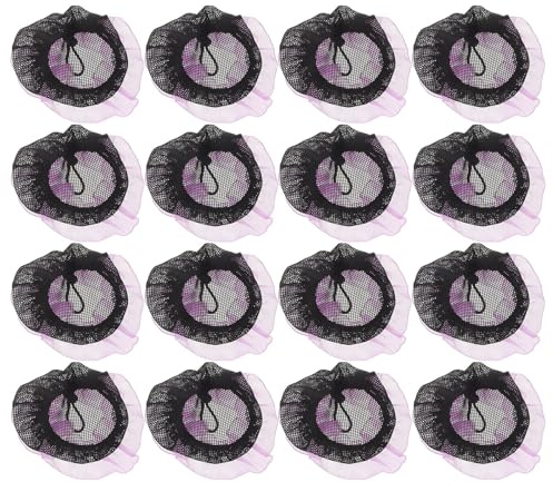 ARTSEWPLY 20 Stück Elastisches Ballett Haarnetz für Damen mit Violetter Spitze Unsichtbares Haarknoten Netz für Tanzaufführungen und Professionelle Duttfrisuren
