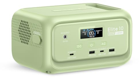 BLUETTI Elite 10 Mini Portable Power Station Green, 128Wh LiFePO4 Battery | 40000mAh Power Bank with 200W AC Outlet, 10ms UPS, Fast Recharge Solar Generator for Camping, Travel, Outage