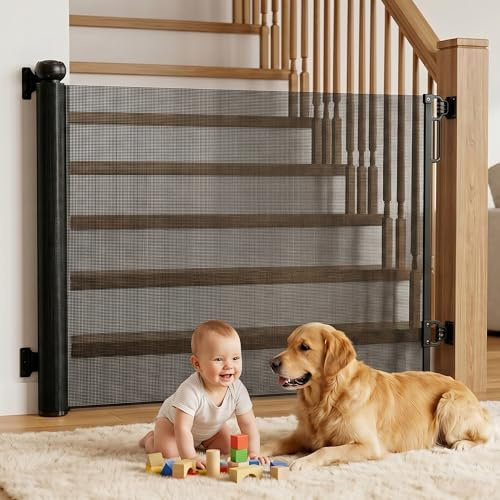 Daitore Treppenschutzgitter Ausziehbar 0-140 cm, Baby Absperrgitter Kinderschutzgitter, Türschutzgitter für Babys und Haustiere Treppengitter für Treppen, Türen, Terrasse (Schwarz)