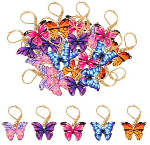 loghohu 20 Pcs Butterfly Stitch Markers, Crochet Stitch Marker with Lobster Claw Clasps Removable Cute Stitch Markers for Crocheting Knitting Weaving Sewing Handmade Jewelry