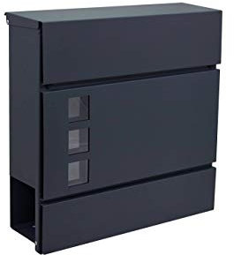 Briefkasten Wandbriefkasten inkl. Zeitungsfach - wetterfest Dank Pulverbeschichtung - Schöne Optik - Designer Briefkasten Anthrazit RAL 7016