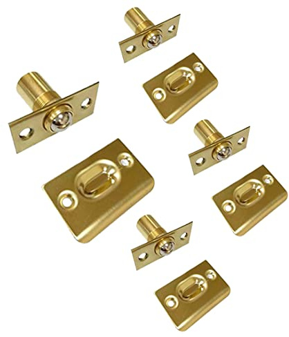 QCAA Solid Brass Adjustable Ball Catch with Strike, 2-1/8 x 1 x 1-5/16 Height, 11/16 Dia., Polish Brass, Made in Taiwan, 4 Pack