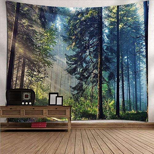 Dollin&Dockin Tapisserie Murales, Tapisserie Tenture Murale Nature Paysage Arbres, Forêt De Pin Nordique De Décoration, Tissu D'Impression Rectangulaire Pour Salon Chambre À Coucher