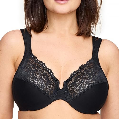Glamorise Low Cut Wonderwire Lace Underwire Bra 1240 (Women's & Women's Plus) Black
