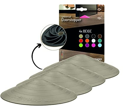 Doornado Starker Gummi Türstopper - Türhalter ohne Bohren - Für alle Arten von Türen und Böden - 118x25mm – Designpreis - Beige