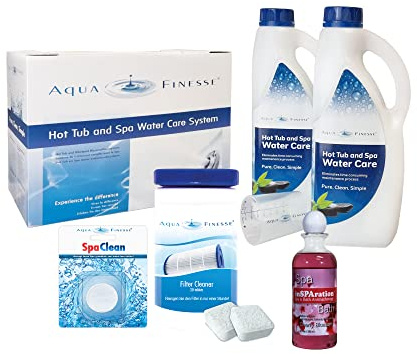 AquaFinesse Whirlpool Wasserpflegeset mit Chlortabletten + Whirlpoolduft inSparation, Filterreiniger Tabs, Spa Clean Puck