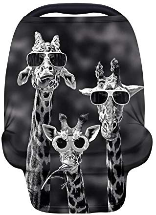 Binienty Autositz-Baldachin, Babyschalen-Baldachin, dehnbar, Still-Abdeckung, Tier-Giraffe, Familiendruck