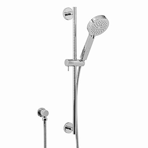 ENKI ES031 Riser Rail Kit, Chrome, Adjustable | Anti-Limescale Nozzles, Easy Install, Fittings Included, Stainless Steel, Adjustable Height, Shower Head & Hose, Bathroom