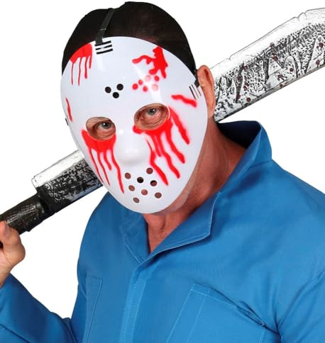 Widmann 86860 - Maschera da hockey sanguinante, horror, psicopatia, serial killer, festa a tema, Halloween