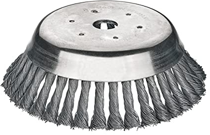 Lessmann Brosse conique torsadée ø 155 mm (25,4 mm, en fil d'acier très résistant, pour les caillebotis de gazon/trottoirs, hauteur totale 54 mm) 4752M101