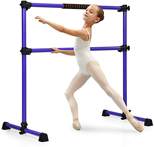 DREAMADE Ballettstange freistehend aus Eisen, Stretch Barre, Doppelte Stange höhenverstellbar, Ballett Barre, für Kinder & Erwachsene, für Professionelle Tanz- und Bewegungstraining