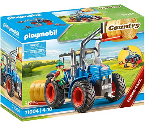 PLAYMOBIL Country 71004 Großer Traktor mit Zubehör und Anhängerkupplung, Spielzeug für Kinder ab 4 Jahren