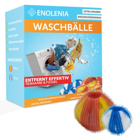 Enolenia NEU 12 Stück Tierhaarentferner Wäschebälle für Waschmaschine & Trockner gegen Tierhaare & Fusseln, Wiederverwendbare Anti Fusselkugeln + Fusselbälle für Textilien und Kleidung – Haarfänger
