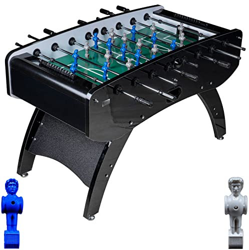 RAMROXX Fußball Tischkicker Schwarz Metallic grünes Feld Figuren Blau Grau 80kg