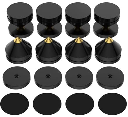 Pack of 8 Lautsprecher Spikes Set, Speaker Stands HiFi Speaker Audio Amplifier DAC CD Isolation Stand Cone Feet Shockproof Base Pad Lautsprecher Füße aus Alulegierung Spikes (Black)
