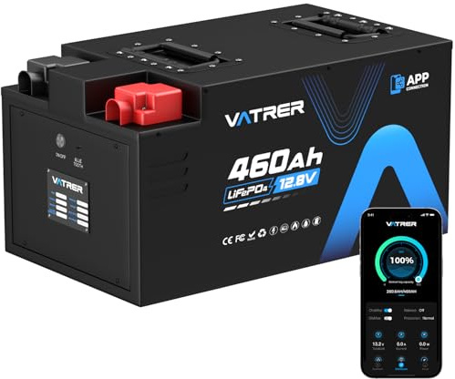 VATRER POWER 12V 460Ah LiFePO4 Batterie mit Bluetooth APP | 300A Smart BMS · 5888Wh Nutzbare Energie·5000+ Zyklen·Wohnmobil,Solaranlage & Off-Grid,Startunterstützung