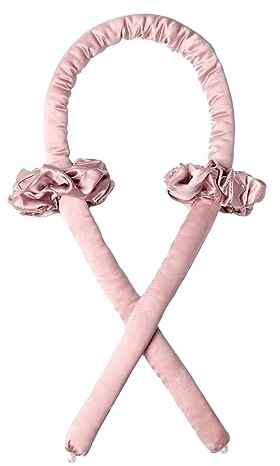 LILYSILK 100% Maulbeerseide Bezug & Gefüllte Hitzeloses Locken-Set - Übernacht-Haarwickler für weiche Locken, Lockenstäbe Kopfband, keine Hitze-Haarwickler mit 2 Maulbeerseide Haargummis, Altrosa