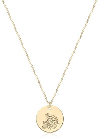 Jenosy Damen Goldkette mit Geburtsblumen März - Personalisierte Kette mit Kirschblütenanhänger, Hypoallergene 18K Vergoldete Kette - Modeschmuck für Frauen und Mädchen