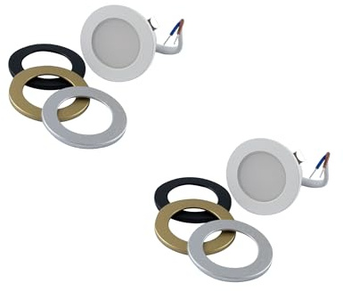 Shop SoftAir Mini Faretto a LED Spot 3W IP65 Bianco Nero Dorato Grigio da Incasso Luce Calda Naturale Fredda Foro 35mm da Interno/Esterno Resistente (2 Pezzi 120° Luce Calda)
