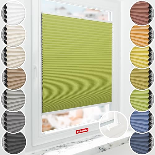 Schuette® Wabenplissee mit Bohren zum Anschrauben: Green Tea (Grün) ● 60x80cm (Breite x Höhe) ● Suprafix Faltrollo Befestigung ● Bequeme Rollo Montage inkl. Video