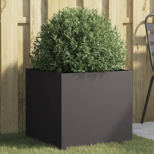 NITCA Fioriere,Fioriera da Balcone, Vaso per Balcone, Vaso Porta Fiori, Cassetta Porta Fiori,Frostresistent, Riciclabile,in Acciaio Zincato, Nero 49 x 47 x 46 cm