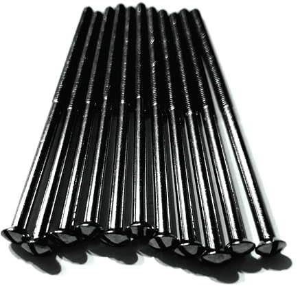 Generic Pack of 10 Electrical Screws 75mm X 3.5mm Black Nickel Long Socket Screw Switch Plugs Fixings Raised Slotted Head