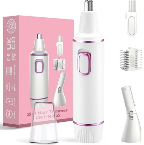 Nasenhaartrimmer Frauen, Nasenhaarschneider Ohrhaarschneider, 2 In 1 Professioneller Schmerzloser Nasen und Gesichtshaartrimmer, Dual Edge Klingen, IPX7 Wasserdicht, Einfache Reinigung