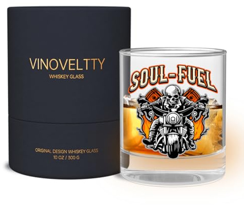 Vinoveltty Verres à whisky en forme de tête de mort pour homme, femme et papa, cadeaux de fête des pères, de Noël, d'anniversaire pour homme, verre bourbon (300 ml)