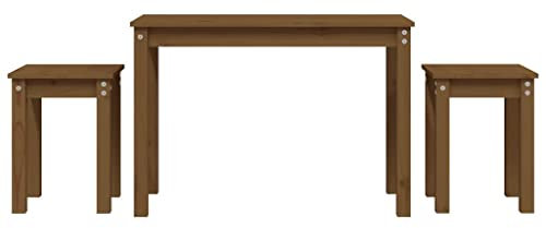 ULUYYUC Nachttisch Schmal Tisch Wohnzimmer Wohnzimmertisch Laptoptisch - Satztische 3 STK. Honigbraun Massivholz Kiefer für Schlafzimmer Garten Balkon Wohnbereich