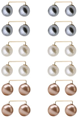 Sakerr Cute Pearl Pins, 12Pcs Fashion Safety Pins for Clothes Decorative Brooch Pin Clothes Pins Cardigan Clips Sweater Shawl Safety Clip Small Safety Pins for Women Girls Clothing Decoration