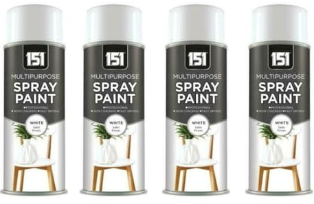PNJB White Satin Finish Spray Paint, Clean and Modern Touch, Home Décor, Furniture, And Outdoor Projects, Apply Multiple Coats, Even, Reliable Coverage, 400ml (4 Pcs)