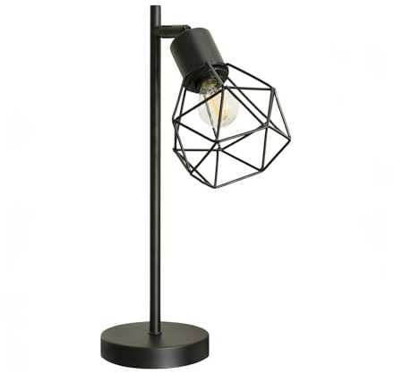 ValueLights | Matt Black Metal Table Desk Lamp with Geometric Basket Cage Shade for Living Room Bedroom LED Bulb Included | Shades & Home Improvements Essential