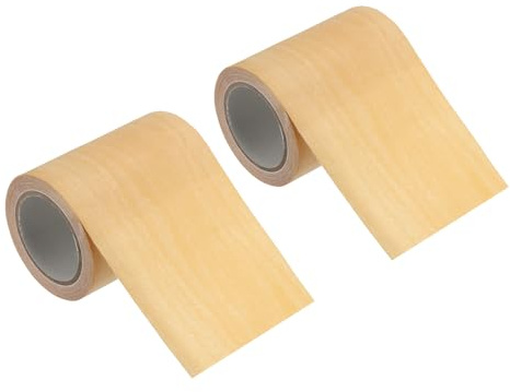 PATIKIL 57mmx4,57m Klebefolie Holzoptik Bordüre Selbstklebend Reparatur Klebeband Holzoptik Klebetapete, 2 St. Ahorngelb Holzfolie Selbstklebend Möbelfolie Holzoptik Tapete für Böden Tür