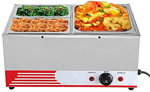 Electric Food Warmer, Food Warmer Buffet Food Steamer Stainless Steel Chafing Dishes Table Steamer Soup Station, Temperature Control 86-176 30-80 for Catering and Restaurants