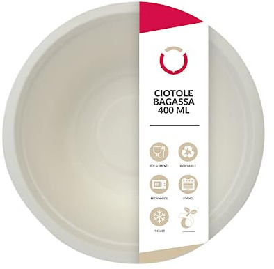 DOT Horeca Solutions 100 Ciotole 400 ml Monouso in Bagassa 100% Compostabili Ecologici Resistenti e Sicuri per Alimenti, Feste Eventi Catering Stoviglie Biodegradabili Eco-Friendly Bio