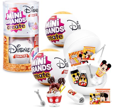 Cápsula Mini Brands Create Disney Snacks Serie 1 de ZURU, minis coleccionables, Paquete Oculto Misterioso, DIY, Bricolaje, Manualidades, 8+(2 cápsulas)