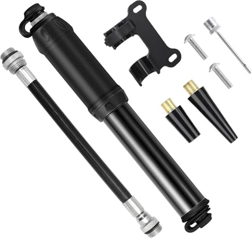 Mini Bike Pump Portable, 100 PSI High Pressure Bicycle Tire Pump, Bike Air Pump Fits P-resta and S-chrader Valve, Frame Mount Pump for Road Mountain Bikes