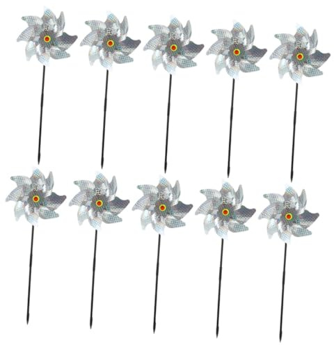 VICASKY 10pièces Moulin à Vent Girouette pour Oiseaux Outil Anti-Vent Décoration Extérieure pour Jardin