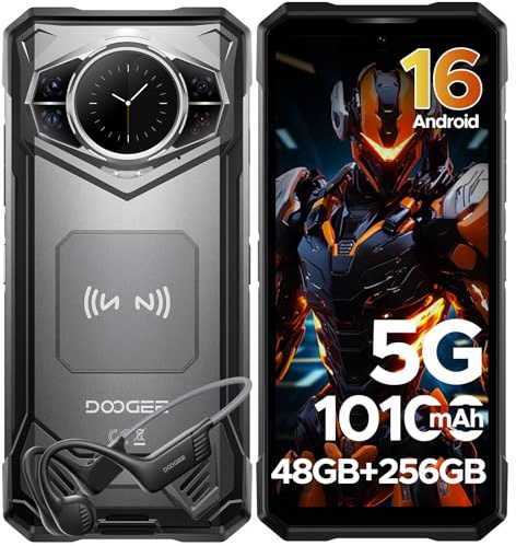 DOOGEE S200 Rugged Smartphone 5G Android16,Con Cuffie Sportive Conduzione Ossea,6.72”FHD+1.32AMOLED Rear Display,Dimensity 7050,48GB+256GB,10100mAh,100MP+20MP Telefono Indistruttibile,Face ID/OTG/NFC