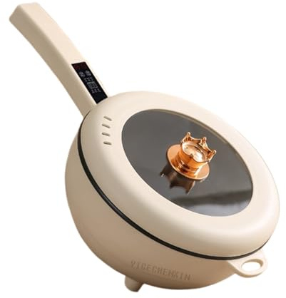 YIGECHENXIN Sartén con Pantalla Digital de Alta Potencia 220 V Olla eléctrica pequeña para el hogar Olla Multifuncional Equipada con Revestimiento Antiadherente para cocinar Bollos al Vapor
