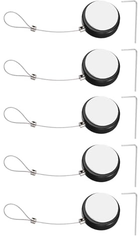 PATIKIL Lot de 5 sangles de câble rétractables pour télécommande - 1,5 m - Noir - Ronde - Verrouillage réglable avec verrous de corde - Convient pour téléviseurs/tablettes