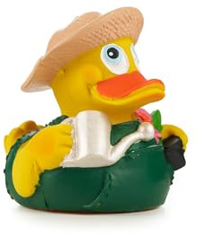 Pato Jardinero | Pato de Goma Coleccionable Artesano | Lanco Barcelona 1952 | Caucho 100% Natural | Hecho y Pintado a Mano