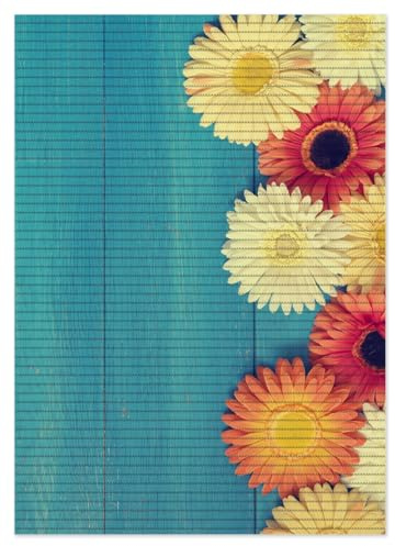 Wallario Duschmatte Antirutschmatte Badmatte Fußmatte Bunte Gerbera auf Holz, Größe ca. 70 x 50 cm