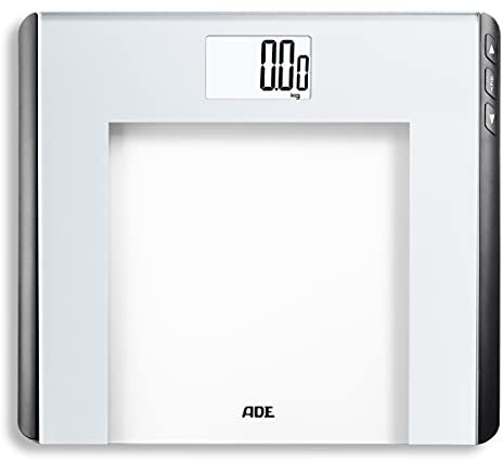 ADE Báscula personal digital | pesaje exacto | con cálculo de IMC | 12 posiciones de memoria | plata BE-1907
