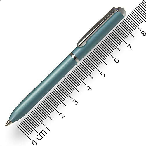 Mini kulspetspenna, turkos, påfyllningsbar - ONLINE miniplånbok - infällbar, med påfyllning D1 svart bläck, liten - endast 8 cm