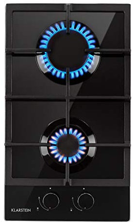 Klarstein Piano Cottura a 2 Fuochi per Cucina, Fornello a Gas Integrato 4000W in Vetro e Acciaio Inossidabile, Compatibile con GPL
