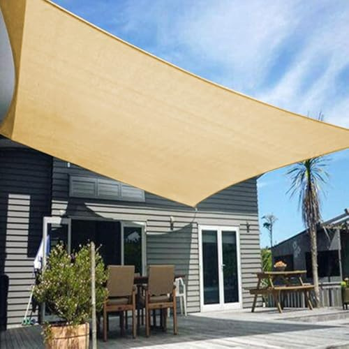 HENG FENG Tenda a Vela Rettangolare HDPE 4x6m Vela Ombreggiante Parasole Traspirante e Protezione Solare Raggi UV per Esterno Giardino Terrazza Colore Sabbia