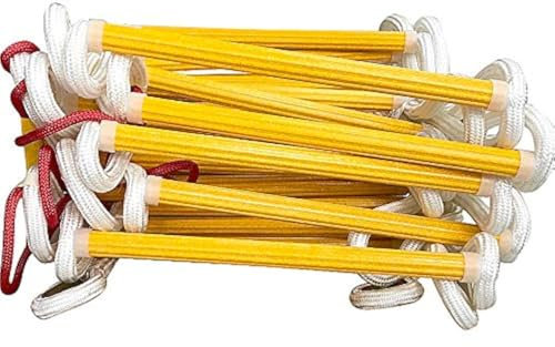 ISOP Scala Antincendio Case a 3-4 Piani 10 Metri con Moschettoni | Scala di Evacuazione Esterna | Scale di Emergenza | Scaletta di Corda per Emergenza | Robusto, Leggero, Compatto e Portatile