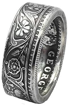 Münzring Indien One Rupee Silber 917er Größe 54 bis 68