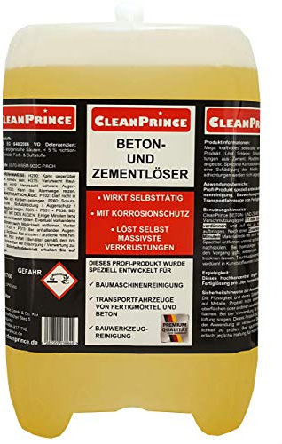 CleanPrince Betonlöser Zementlöser 5 Liter | Baumaschinenreiniger mit Korrosionsschutz | selbsttätige Wirkung | löst massivste Verkrustungen